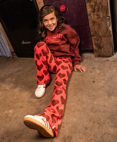 Little velvet flare pants meisjes broek rood