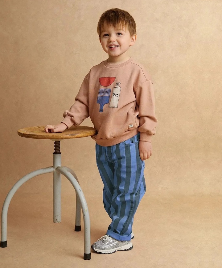 Straight Denim Strips Blue jongens broek blauw