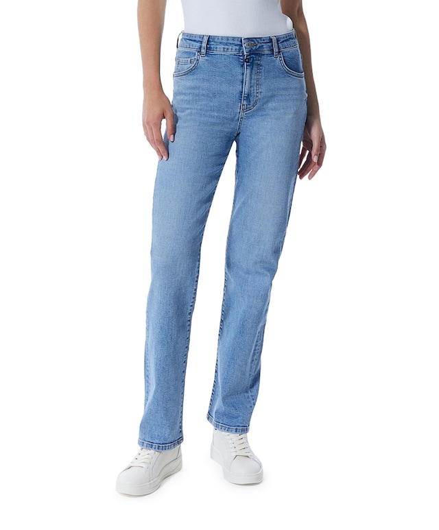 mid waist straight jeans blauw