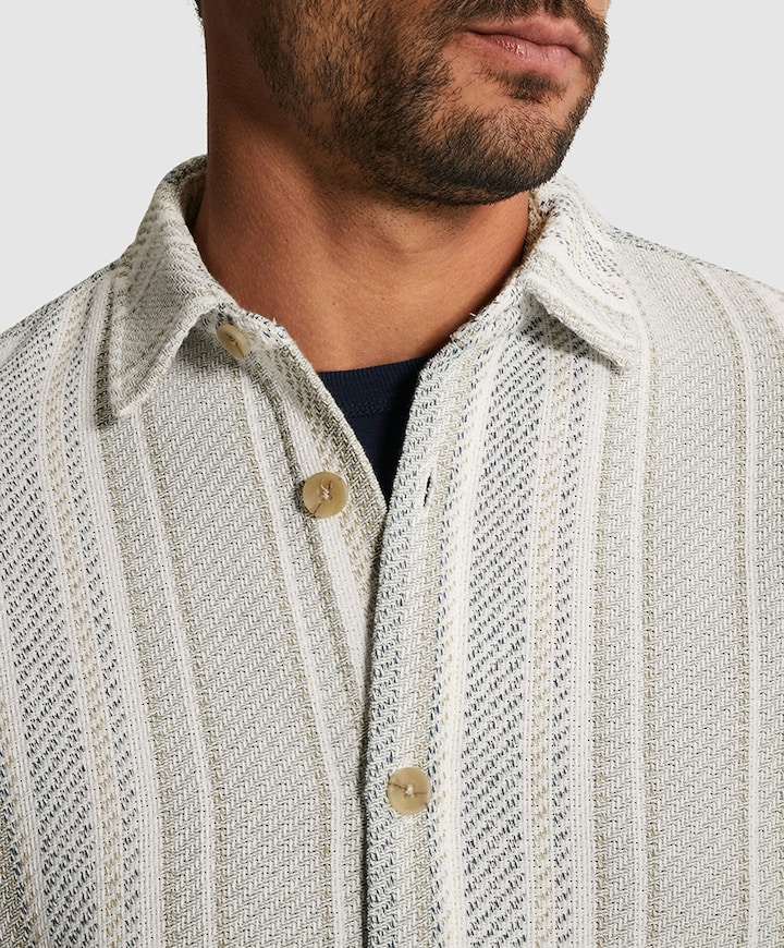 Heren overhemd lange mouw beige