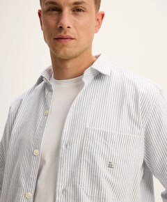 Heren overhemd lange mouw blauw