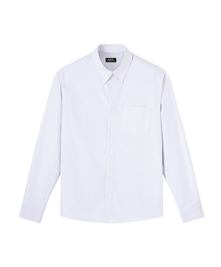 Heren overhemd lange mouw blauw