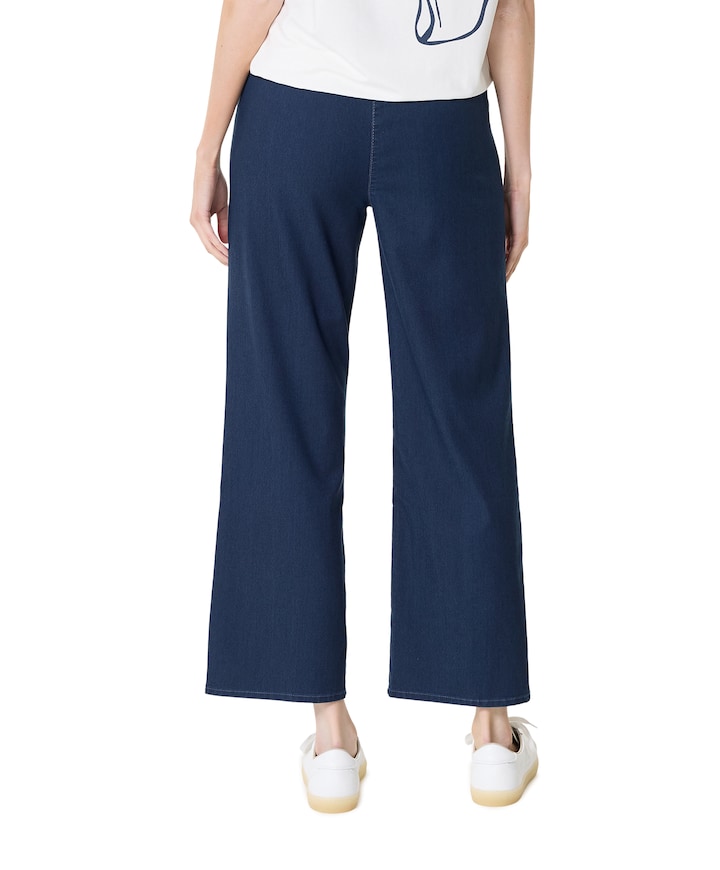 Wide leg dames broek blauw