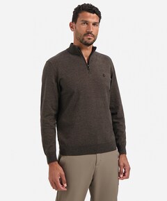 Heren trui met rits bruin