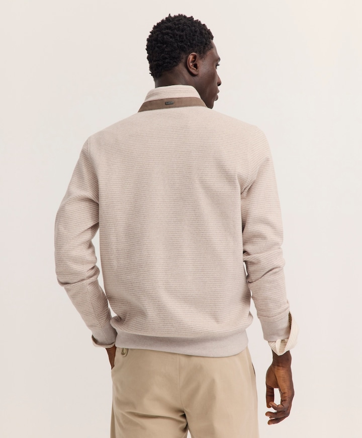 Heren trui met rits beige