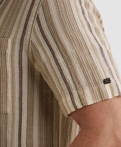 Heren overhemd korte mouw beige