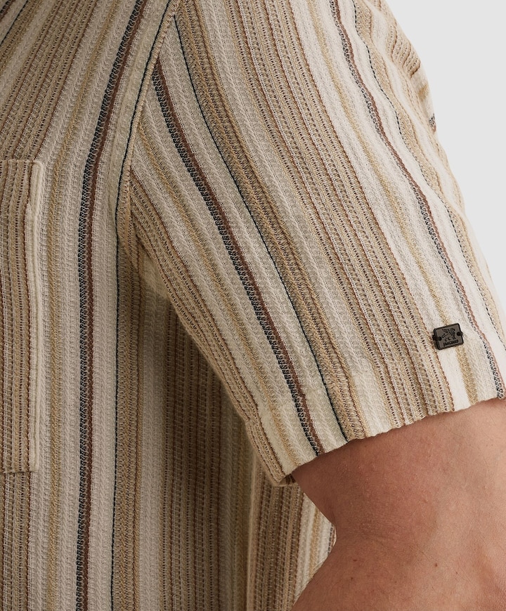 Heren overhemd korte mouw beige