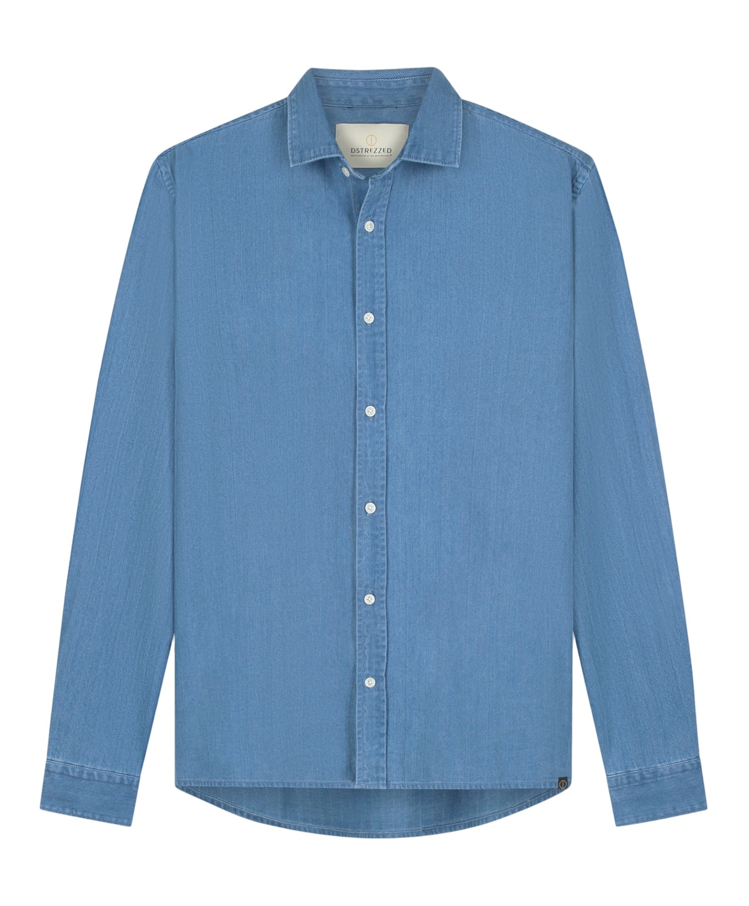 Heren overhemd lange mouw blauw
