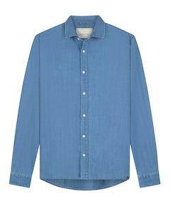 Heren overhemd lange mouw blauw