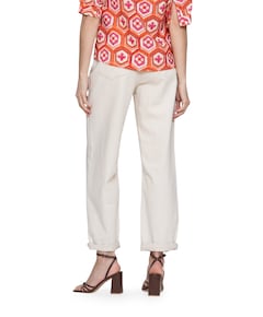 Balloon linen mix dames jeans ecru