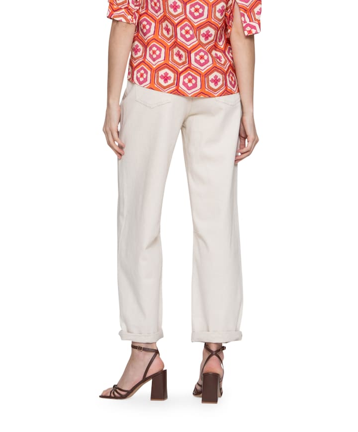 Balloon linen mix dames jeans ecru