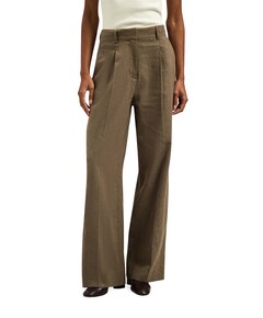 Linen tailored dames broek beige