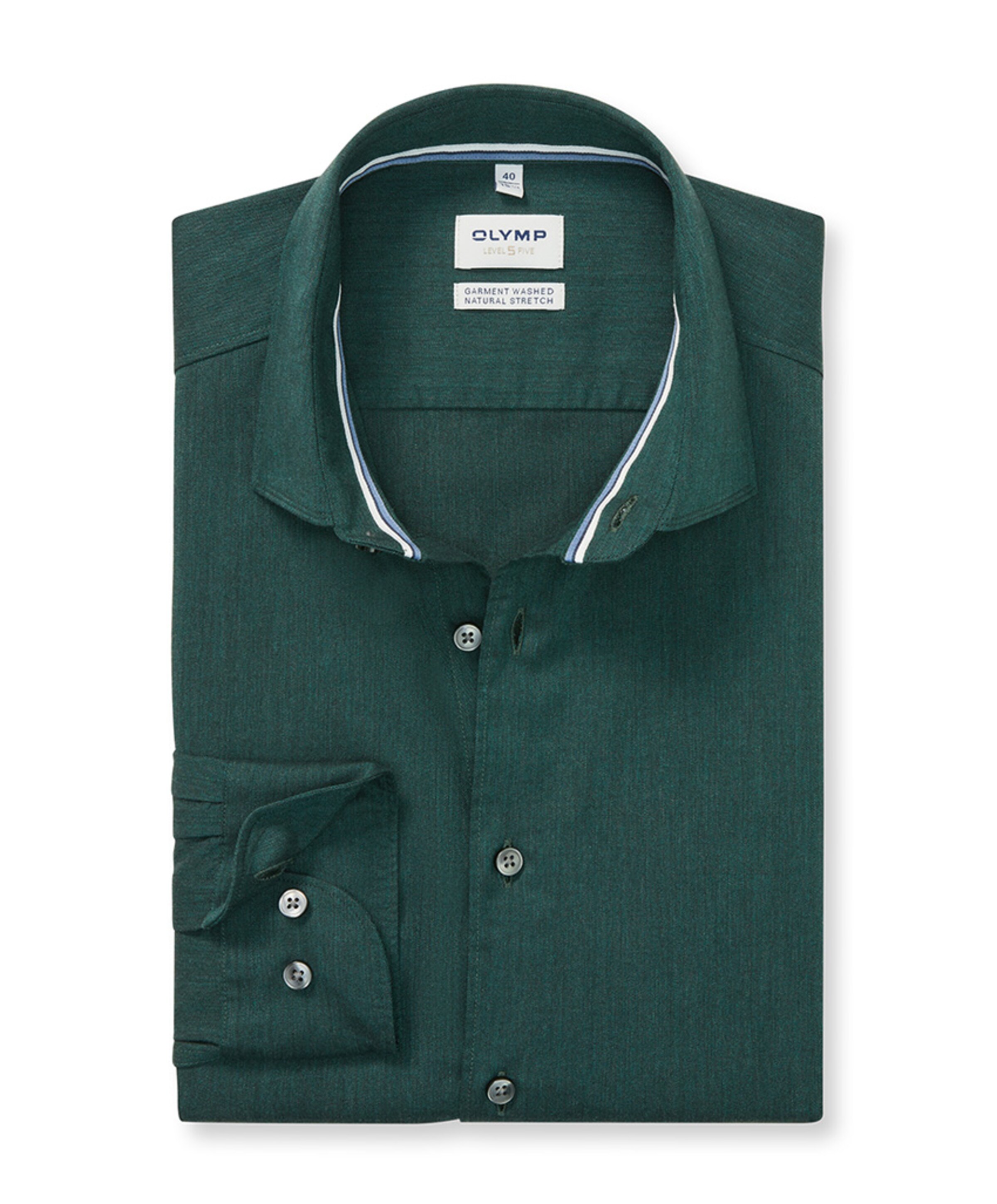 Heren overhemd lange mouw groen