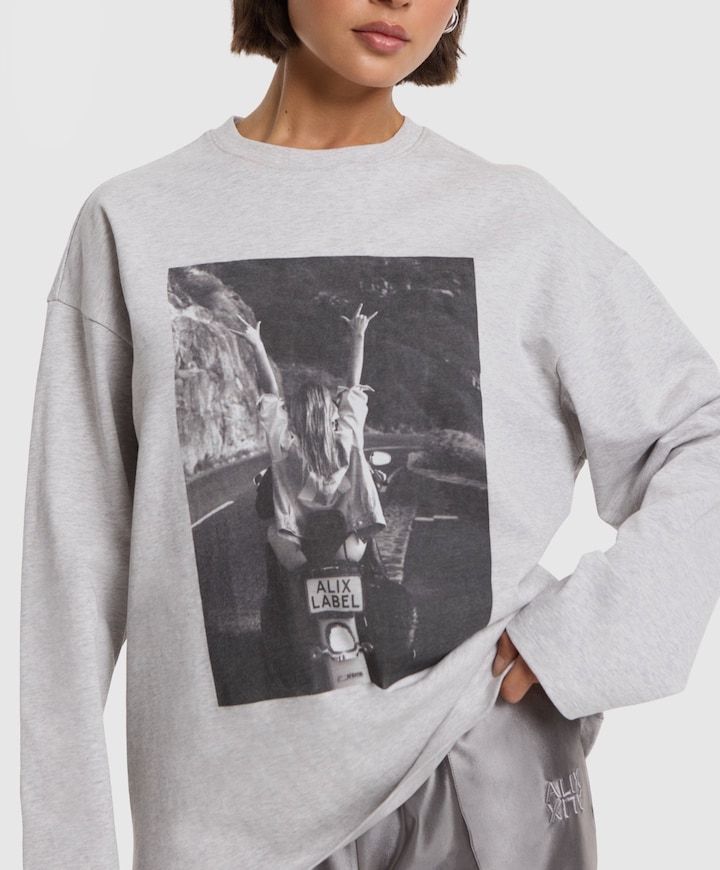 Dames longsleeve grijs