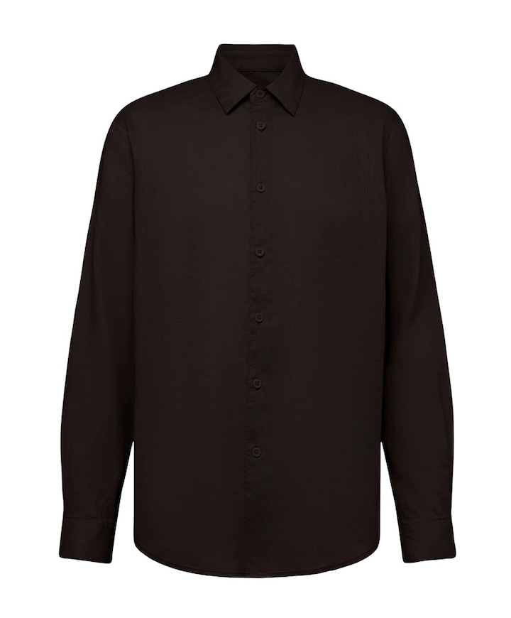 Heren overhemd lange mouw bruin