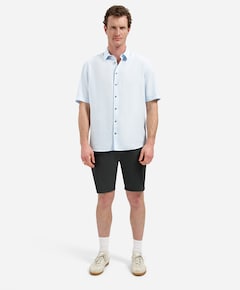 Heren overhemd korte mouw blauw