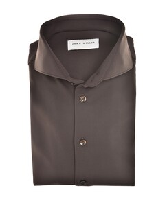 Heren overhemd lange mouw bruin