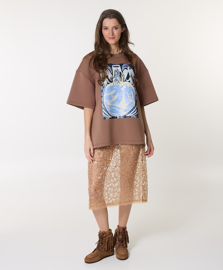 Dames T-shirt bruin