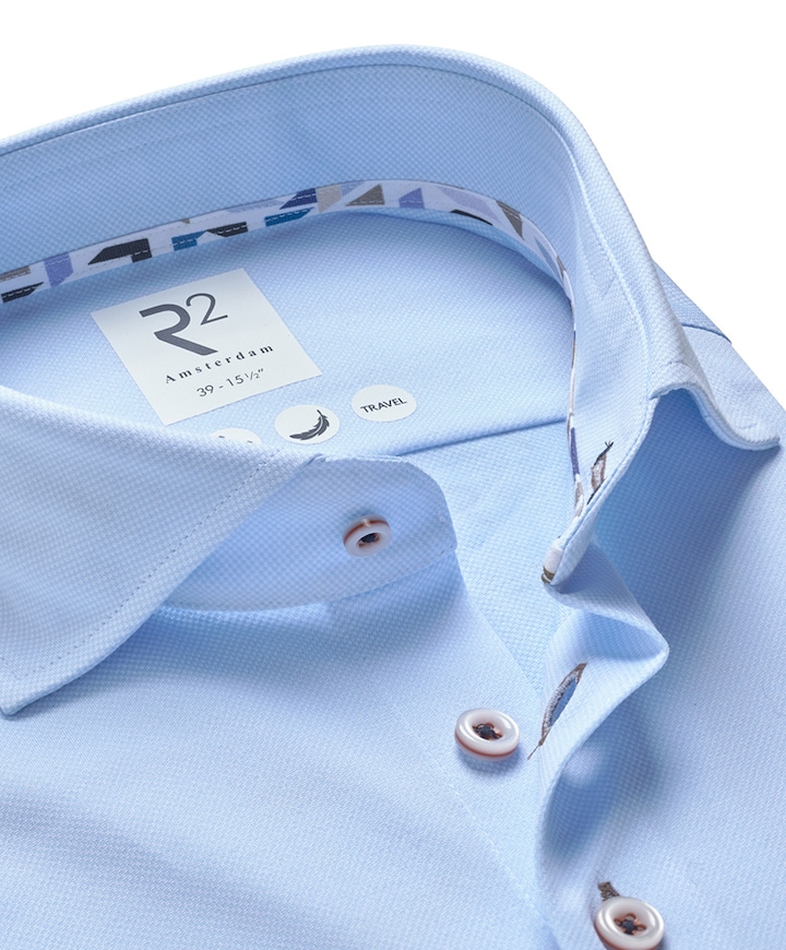 Heren overhemd extra lange mouw blauw