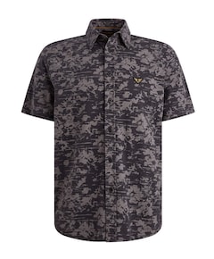 Heren overhemd korte mouw blauw