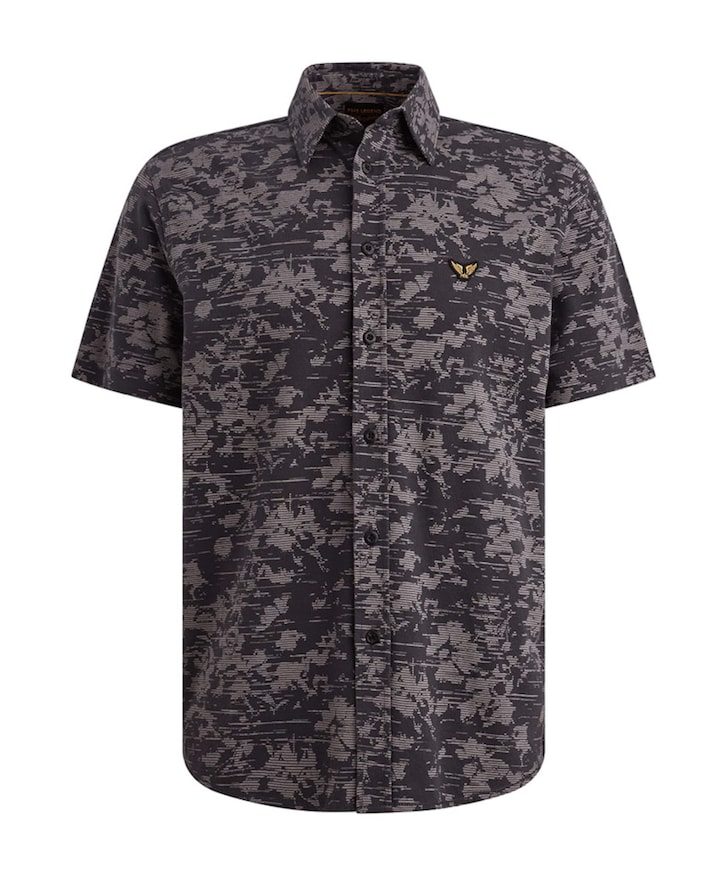 Heren overhemd korte mouw blauw