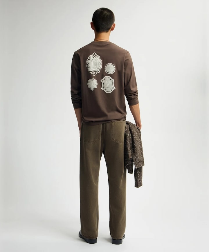 Heren longsleeve bruin