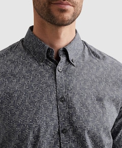 Heren overhemd lange mouw blauw