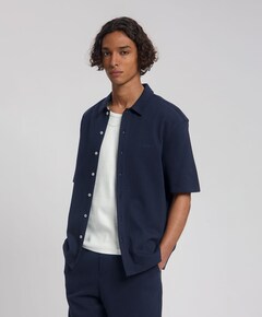 Heren overhemd korte mouw blauw