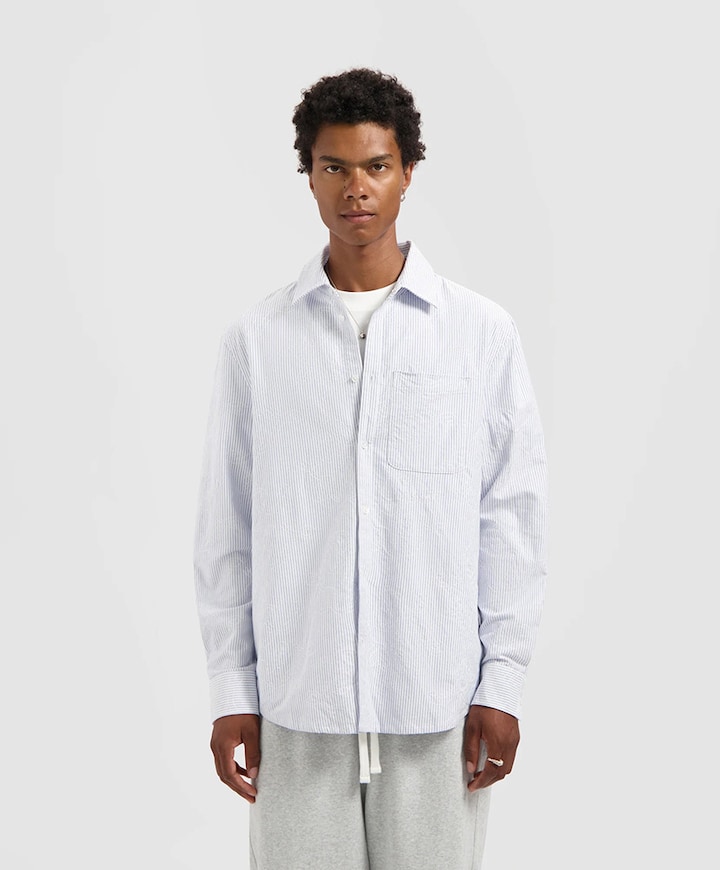 Heren overhemd lange mouw blauw