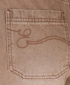 Colored belt wide leg dames jeans bruin