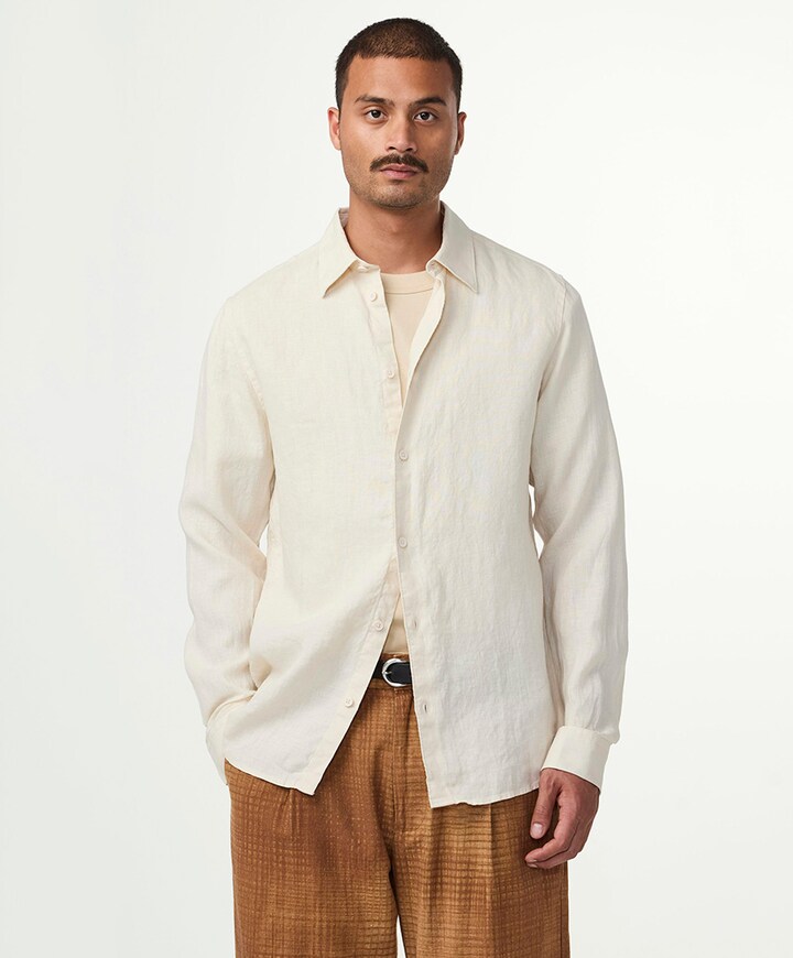 Overhemd lange mouw beige