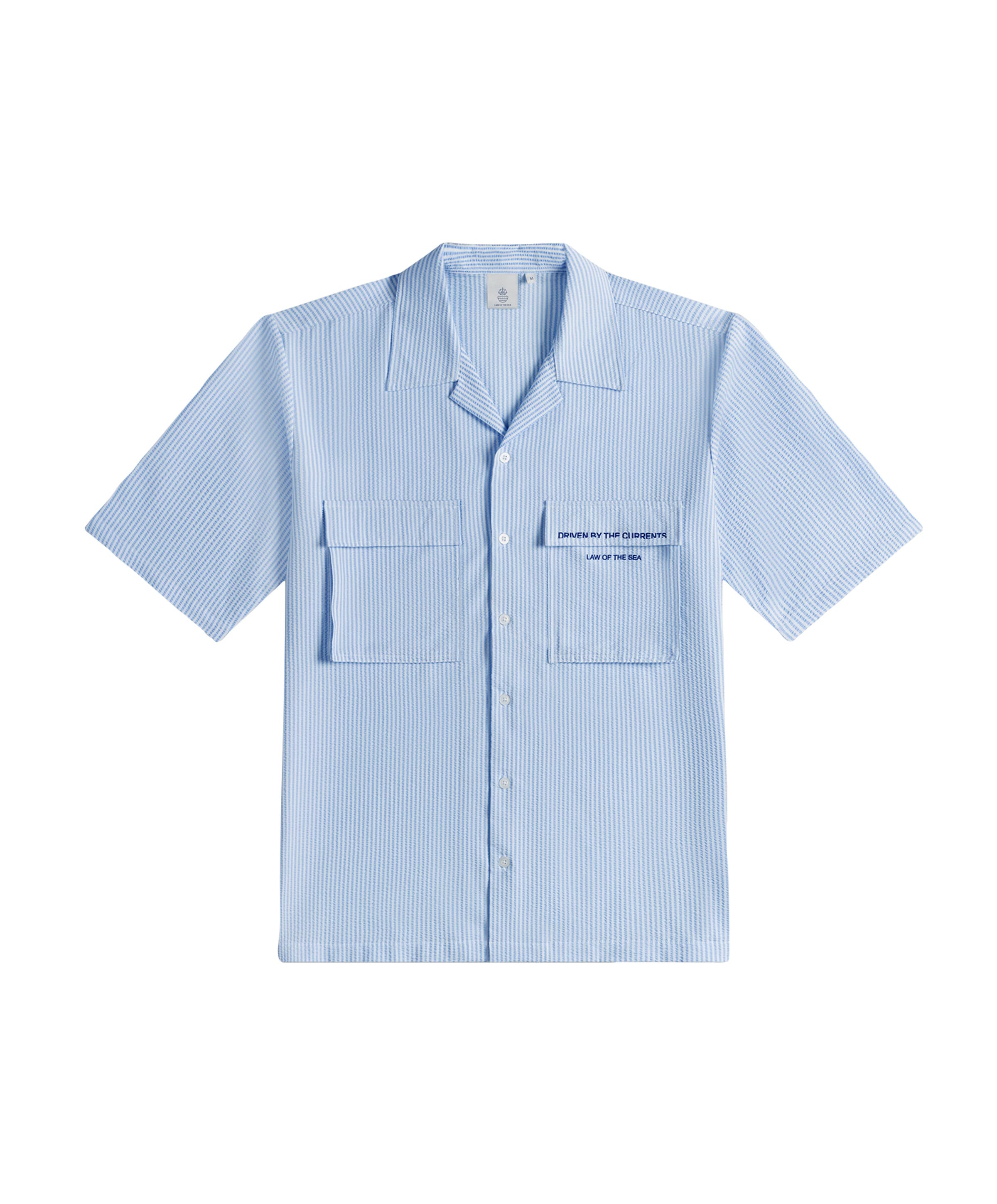 Heren overhemd korte mouw blauw