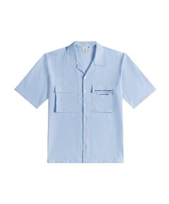 Heren overhemd korte mouw blauw