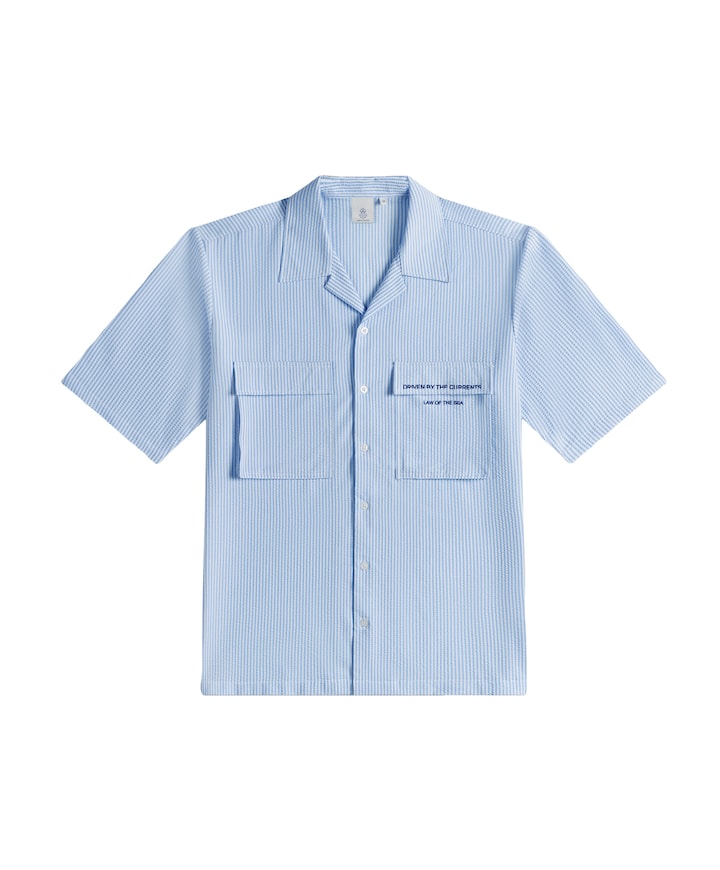 Heren overhemd korte mouw blauw