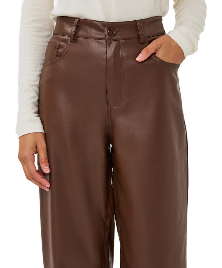 Barrel PU dames broek bruin