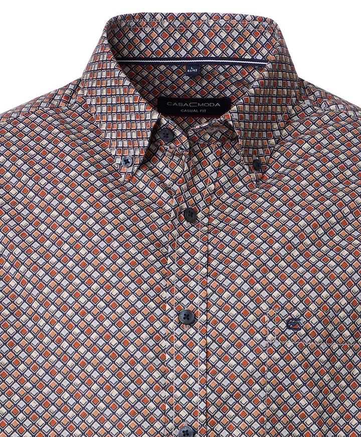 Heren overhemd lange mouw oranje