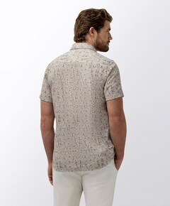 Heren overhemd korte mouw beige