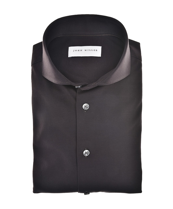 Heren overhemd lange mouw bruin