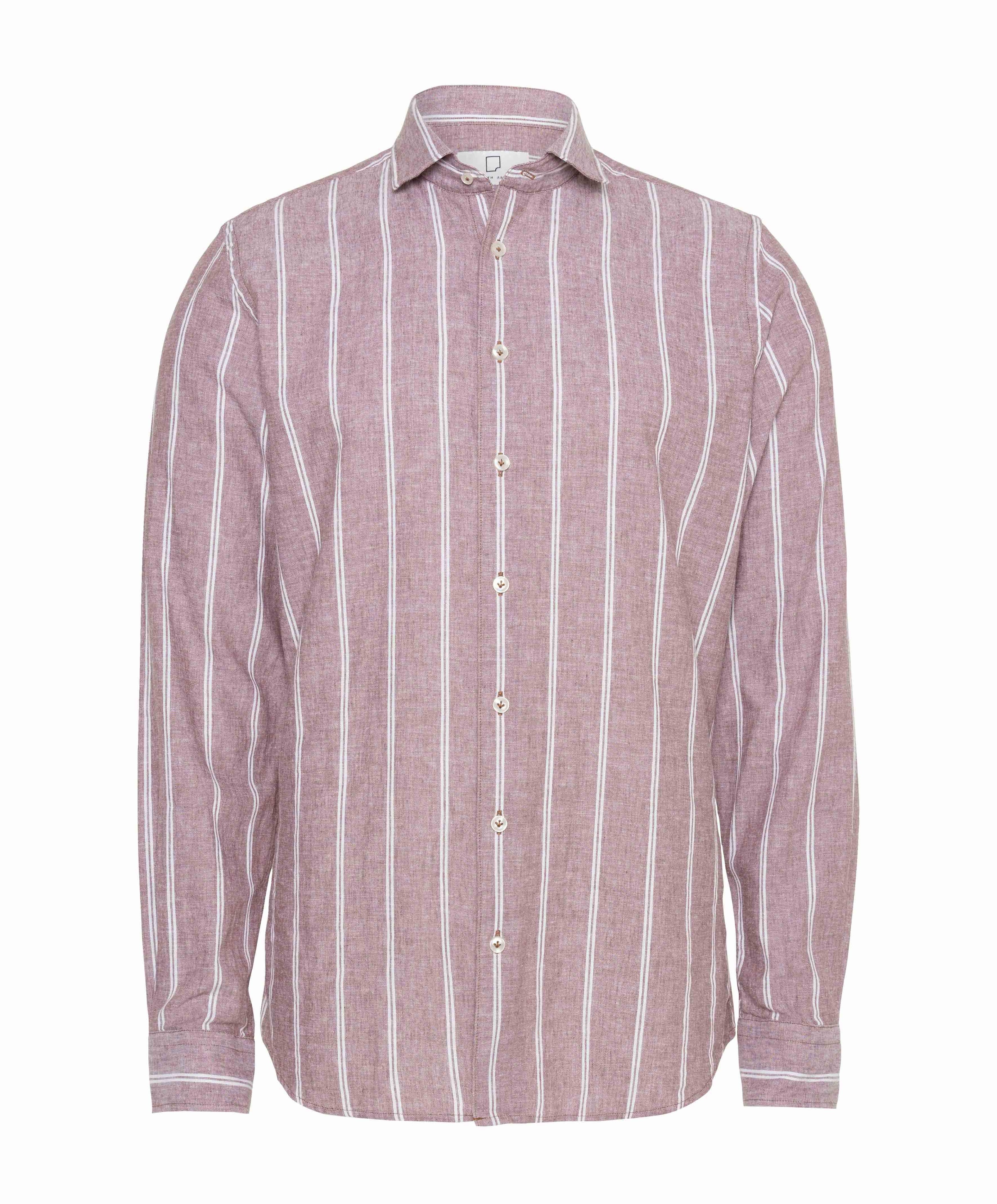 Heren overhemd lange mouw paars