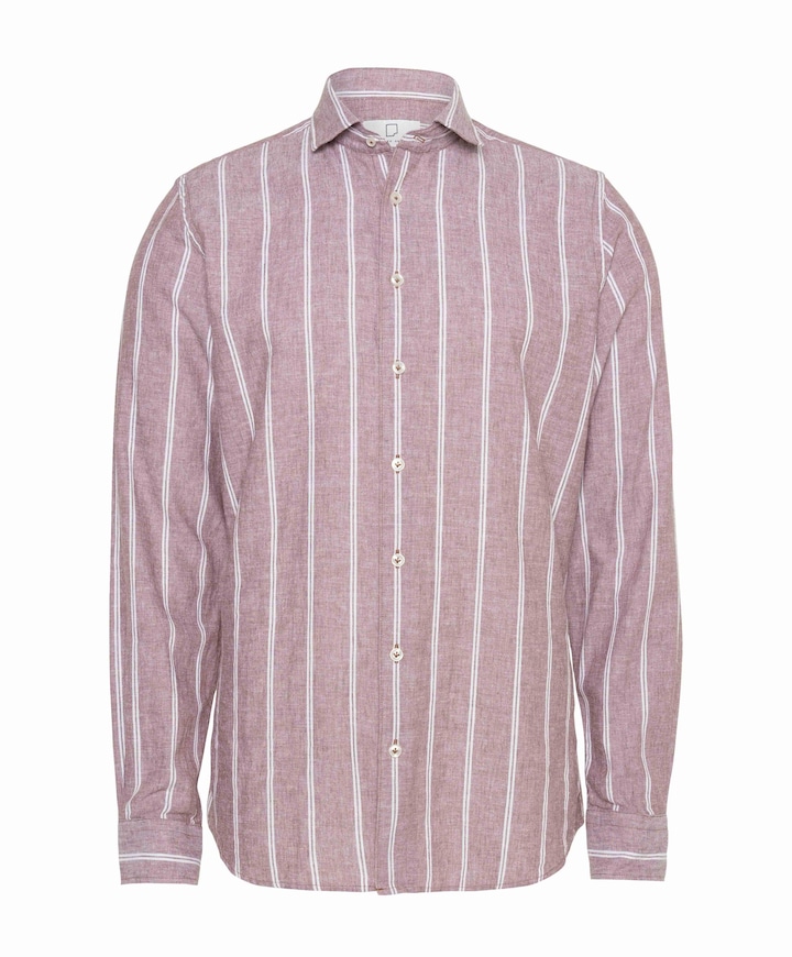 Heren overhemd lange mouw paars