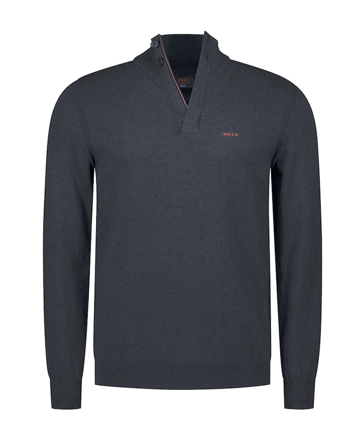 Heren trui met rits blauw