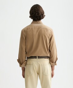 Heren overhemd lange mouw beige