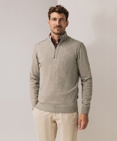 Heren trui met rits bruin