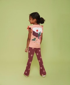 Flared broek AOP meisjes broek bordeaux