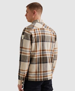 Heren overhemd lange mouw bruin