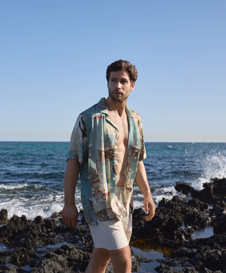 Heren overhemd korte mouw multicolor