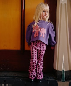 Purple hearts flared meisjes broek roze