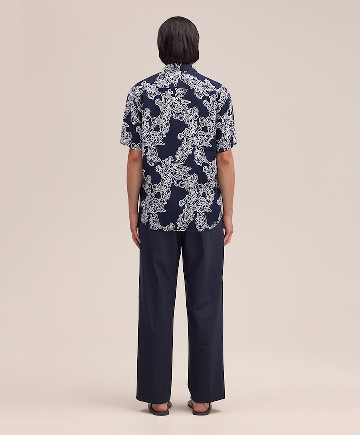 Heren overhemd korte mouw blauw