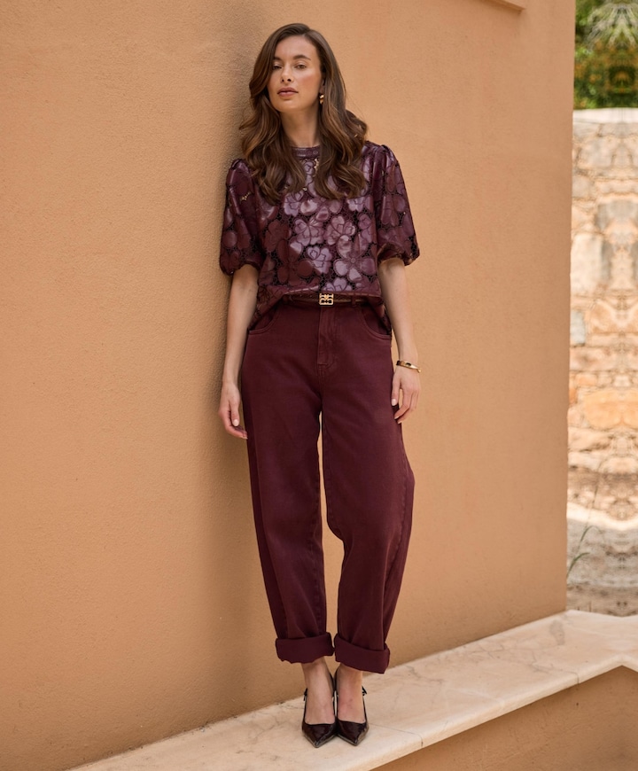 Petra dames jeans bordeaux