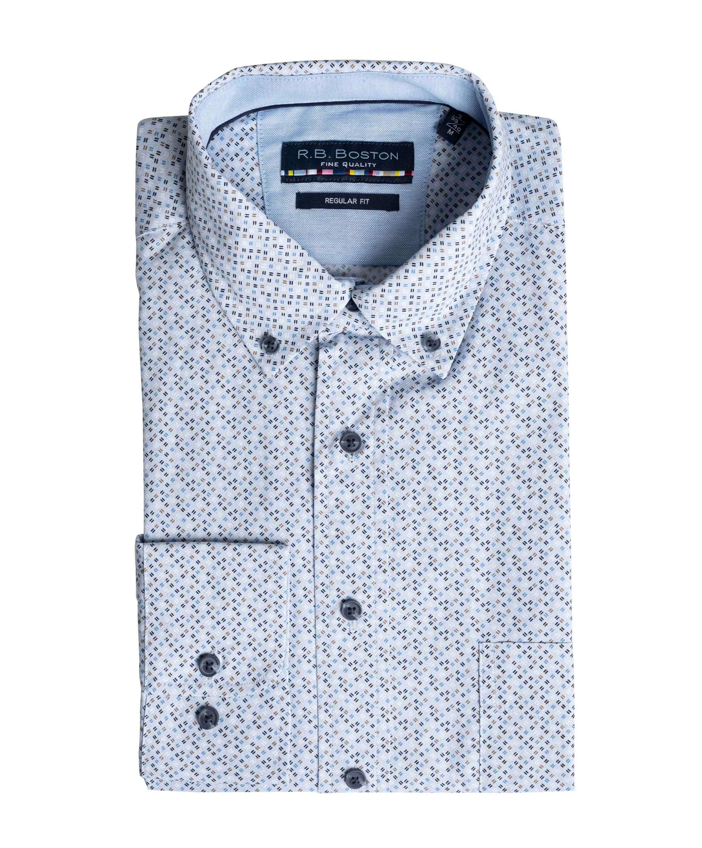 Heren overhemd lange mouw blauw